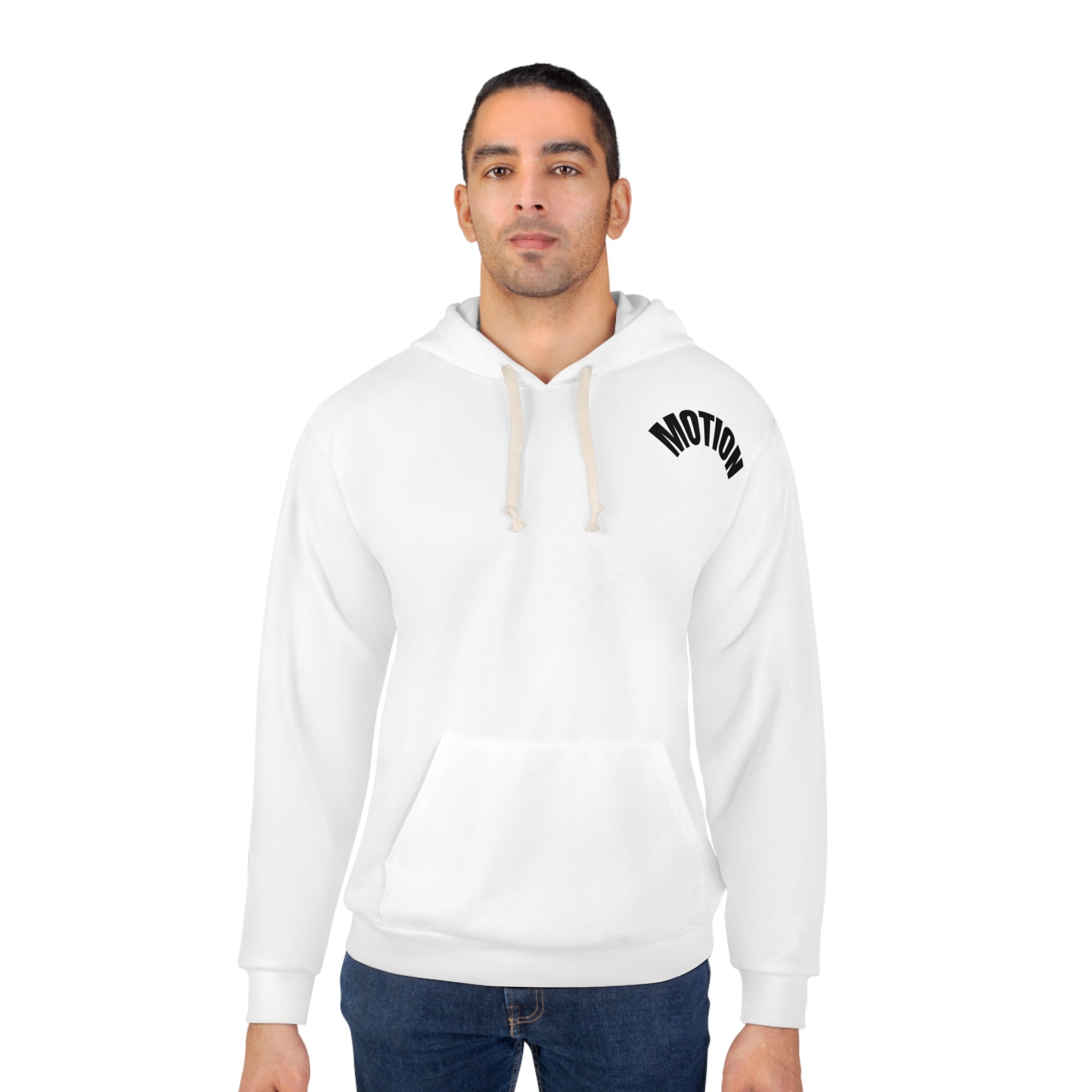 Motion Pullover Hoodie — Minimal Text Logo Streetwear Hoodie